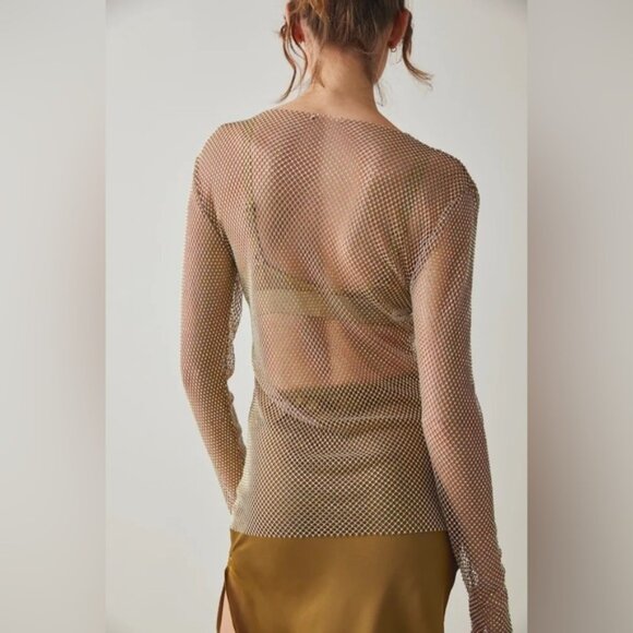 Free People Filter Finish Rhinestone Top Blush Sand Small NWT - Picture 3 of 8